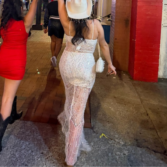 Fashion Nova Strapless White Sequin Dress - Picture 4 of 4